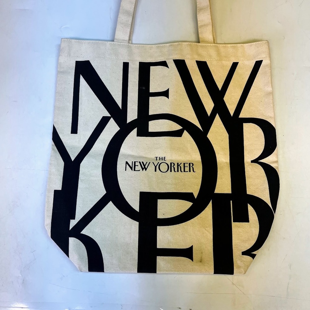 The New Yorker Magazine Canvas Tote Bag Natural Cream Black Logo 100% Cotton - Picture 3 of 9